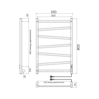 Полотенцесушитель электрический Indigo Element LCEEPF80-50BRRt 80x50 см чёрный муар